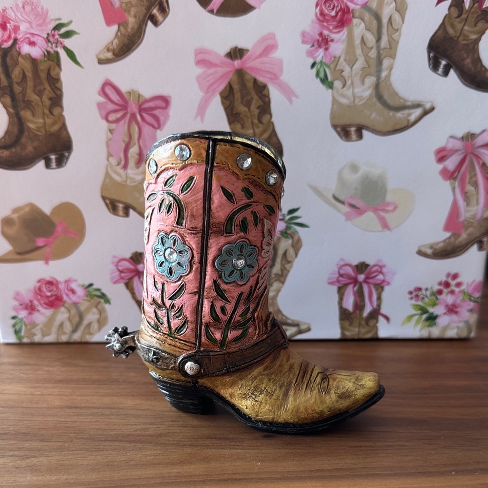 Pink and Gold Decorative Cowboy Boot